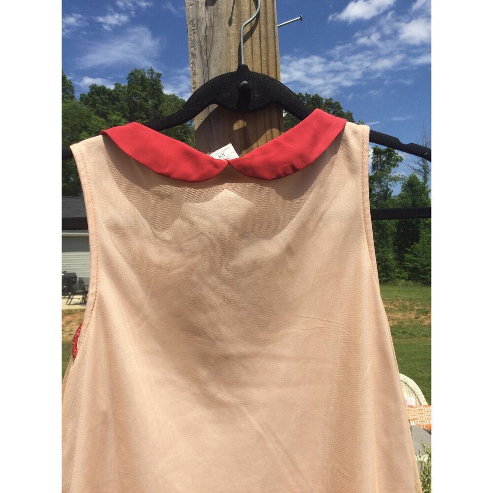 Disney sleeveless blouse XS extra small sheer fairy princess whimsical red peach - Picture 9 of 11
